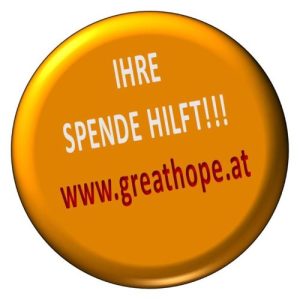 Button mit der Aufschrift Ihre Spende hilft!!! www.greathope.at